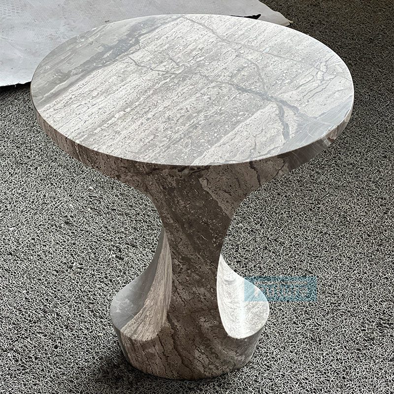 Modern Design Luxury Style Venice Light Brown Marble Side Table with Round Top for Livingroom Diningroom Coffee Shop Luxury Furniture