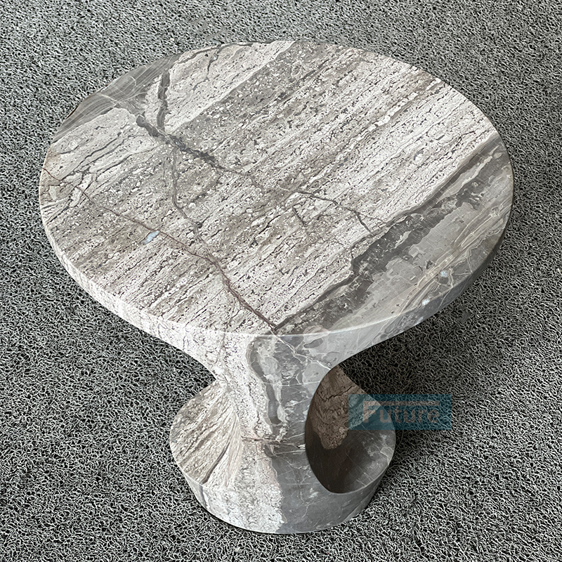 Modern Design Luxury Style Venice Light Brown Marble Side Table with Round Top for Livingroom Diningroom Coffee Shop Luxury Furniture