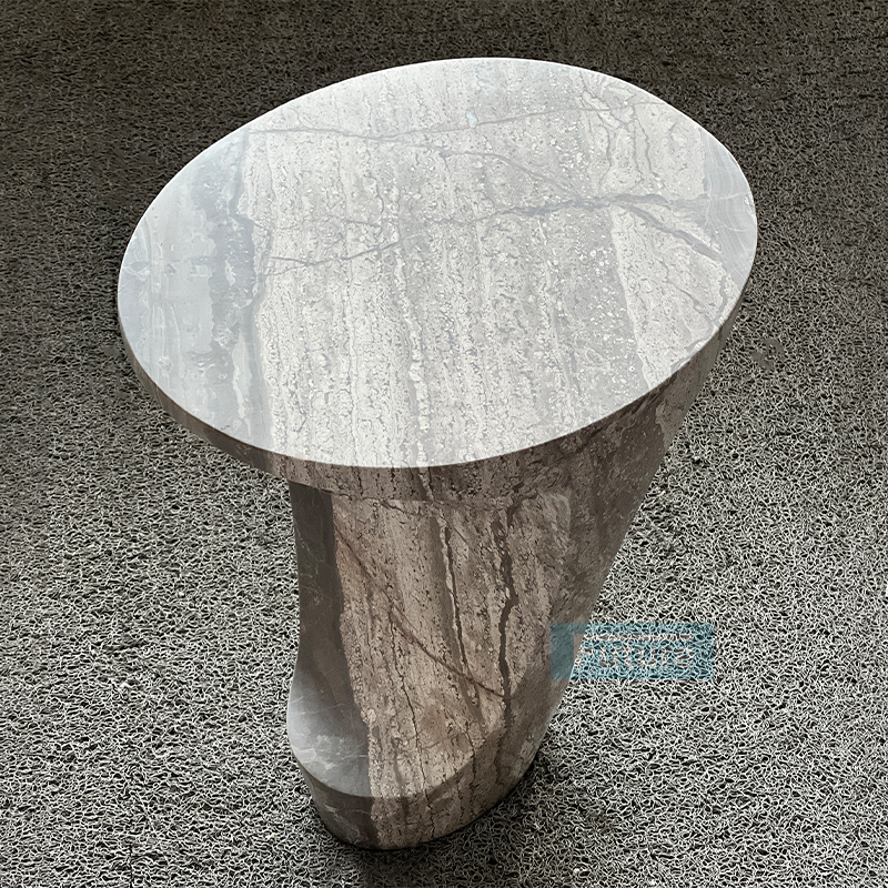 Modern Design Luxury Style Venice Light Brown Marble Side Table with Round Top for Livingroom Diningroom Coffee Shop Luxury Furniture