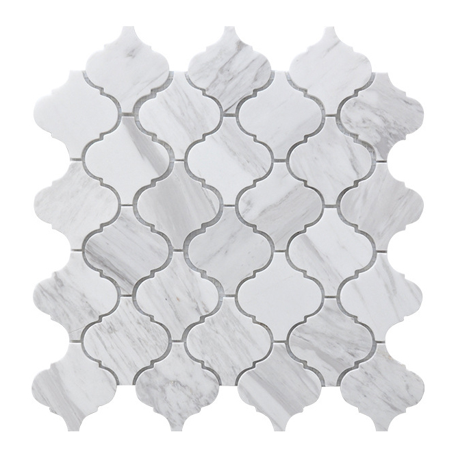 Modern Leaf Stone Mosaic Tiles Square Marble Mosaic Tile Floor Wall Pool Bathroom Kitchen Living Room Natural Polished Surface