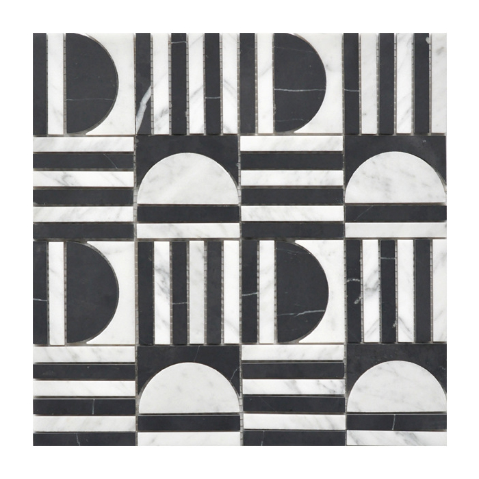 Luxury Customzie Cube Shape Natural Black and White Marble Color Mosaic Tiles for Home Hotel Decoration Villa Staircase Wall Panel Floor Tiles