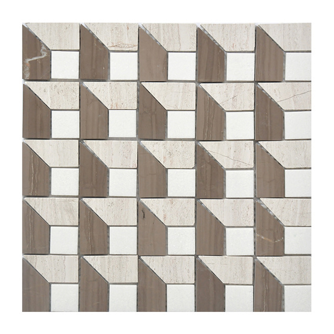 Luxury Customzie Cube Shape Natural Black and White Marble Color Mosaic Tiles for Home Hotel Decoration Villa Staircase Wall Panel Floor Tiles