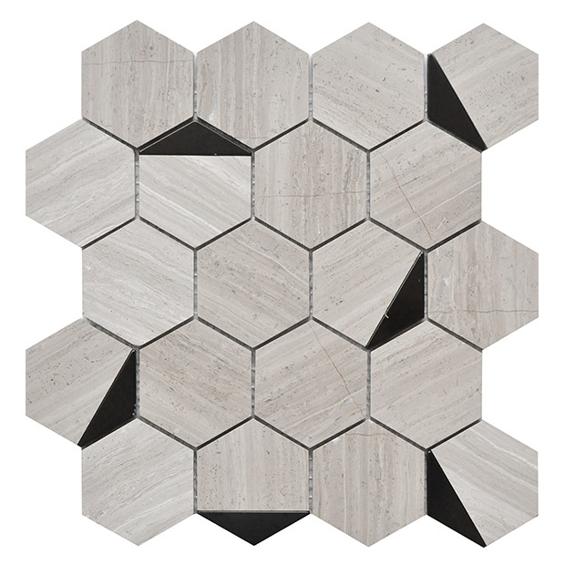 Luxury Customzie Shape Natural White and Black Marble Color Mosaic Tiles for Home Hotel Decoration Villa Staircase Wall Panel Floor Tiles Swimming Pool Tiles