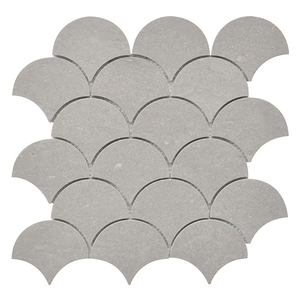 Luxury Waterjet White Carrara Marble Fan Shaped Fish Scale Mosaic Tile for Bathroom Floor Tiles Swimming Pool Tiles Home Decoration