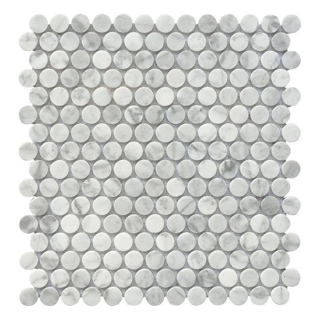 Luxur Natural Black Green White Brown Marble 34 Inch Penny Round Mosaic Tile Honed for Bathroom Tiles Floor Tiles Wall Panel Swimming Pool Tiles Home Decoration