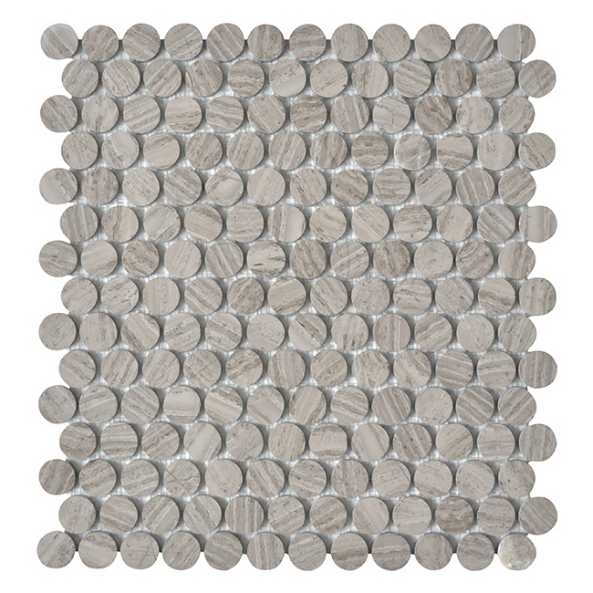 Luxur Natural Black Green White Brown Marble 34 Inch Penny Round Mosaic Tile Honed for Bathroom Tiles Floor Tiles Wall Panel Swimming Pool Tiles Home Decoration