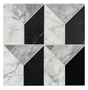 Customize Design Natural Marble Waterjet Green White Polished Marble 3D Mosaic Pattern Decorative Floor Tiles for Bathroom Floor Wall Panel