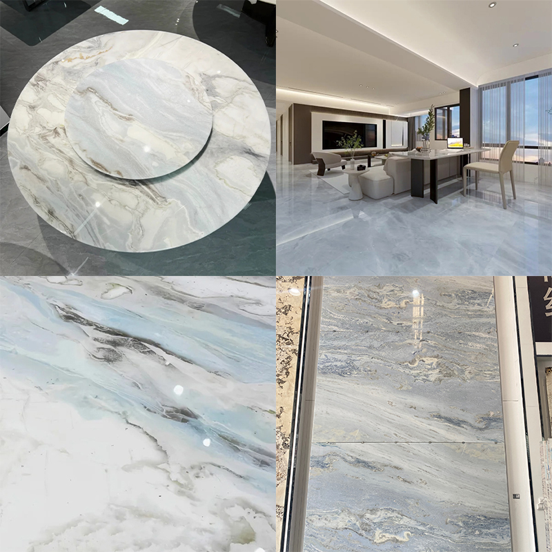 Luxury Fendi Blue Marble Slab for Exterior Interior Wall Decoration Floor Tiles Villa Mansion Projects Luxury Home Furniture Kitchen Countertop Bathroom Vanity Staircase