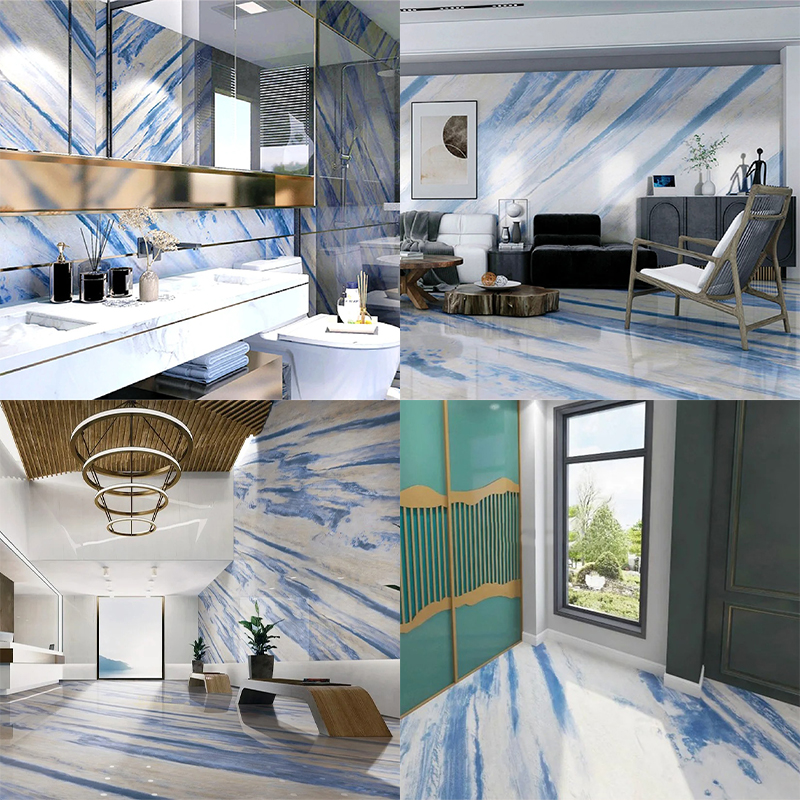 Natural Stone Royal Blue Marble Slab for Exterior Interior Wall Backlit Panel Decoration Floor Tiles Villa Mansion Projects Luxury Home Furniture Kitchen Countertop Bathroom Vanity Staircase