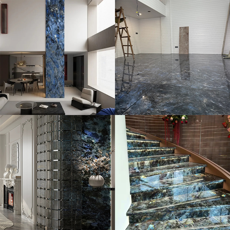 Modern Natural Blue Jade Luxury Marble Slab Stone for Dinning Table Top Living Room Interior Decoration