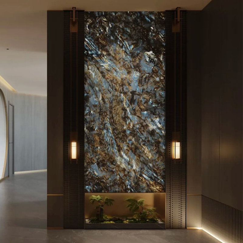Modern Natural Blue Jade Luxury Marble Slab Stone for Dinning Table Top Living Room Interior Decoration