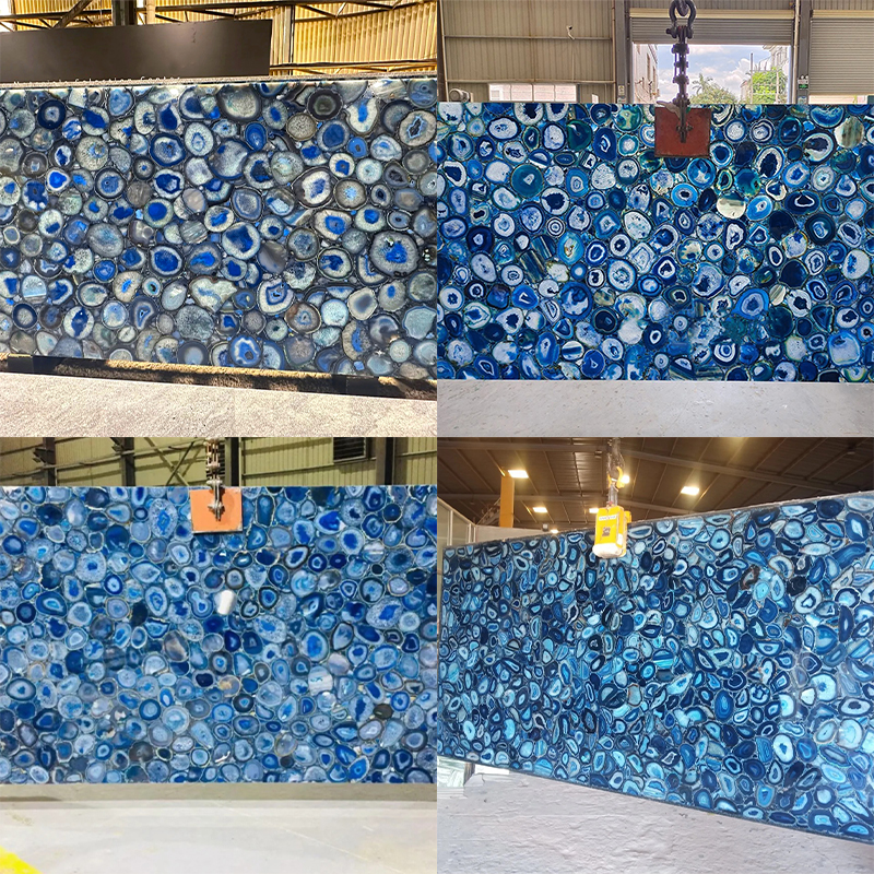 Natural Blue Agate Stone Marble Slab Large Size High Quality Polished for Kitchen Countertop Wall Panel Decor Table Top Luxury Design