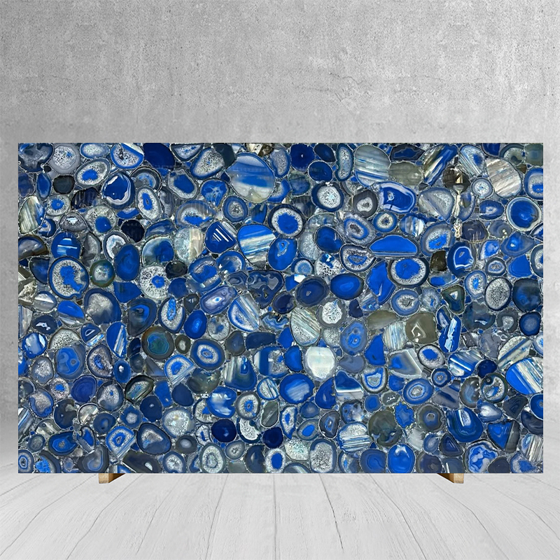 Natural Blue Agate Stone Marbl