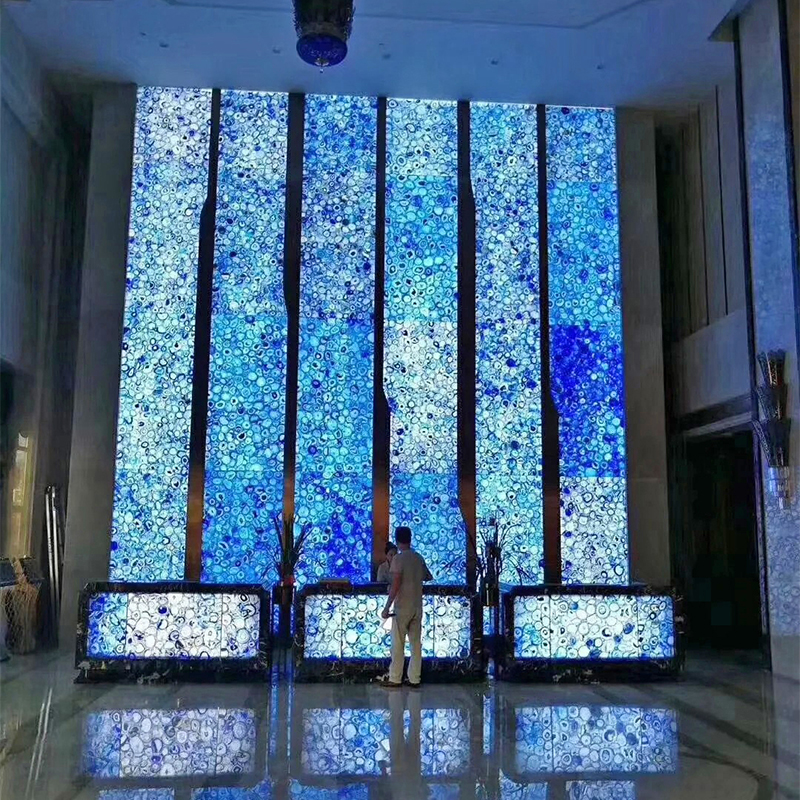 Natural Blue Agate Stone Marble Slab Large Size High Quality Polished for Kitchen Countertop Wall Panel Decor Table Top Luxury Design