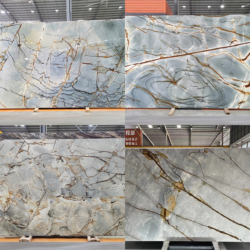 Beautiful Brazilian Imperial Blue Quartzite Blue Roma Marble Slab Polished Natural Stone for Wall Panel Floor Tiles Kitchen Island