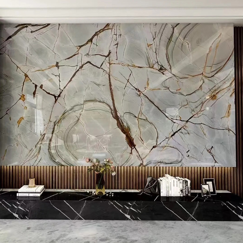 Beautiful Brazilian Imperial Blue Quartzite Blue Roma Marble Slab Polished Natural Stone for Wall Panel Floor Tiles Kitchen Island