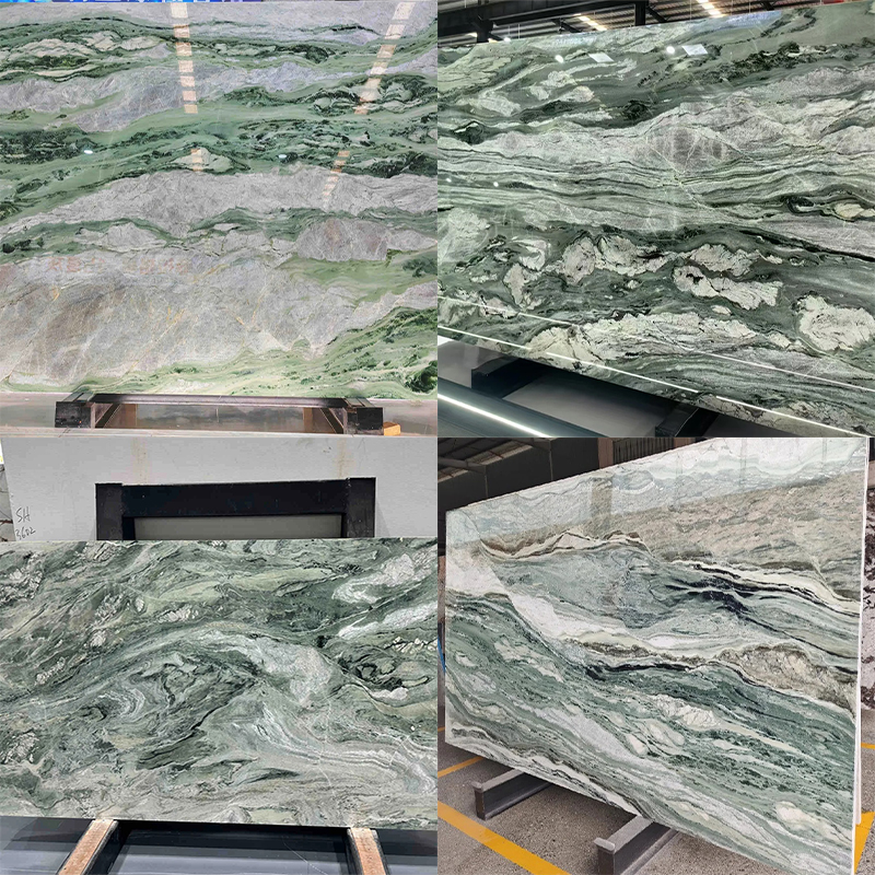 100% Natural Luxury Customiz Size Jade Irish Green Marble Slab for Kitchen Countertop Wall Panel Decor Staircase Luxury Furniture