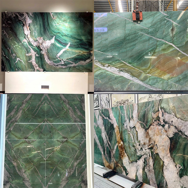 100% Natural Luxury Customiz Size Fuchsite Crystal Quartzite Green Marble Slab for Kitchen Countertop Wall Panel Decor Staircase Luxury Furniture