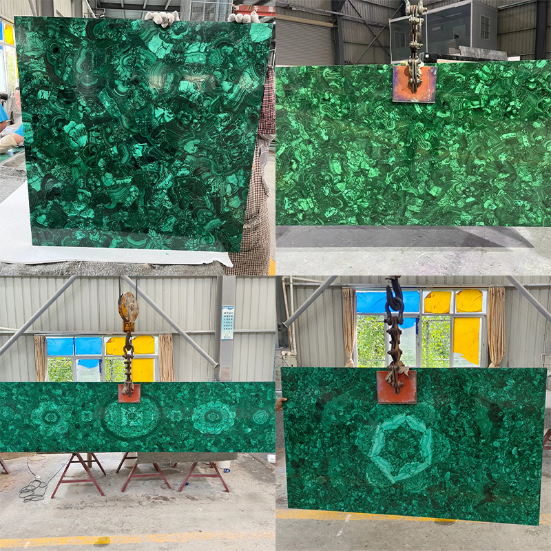 Luxury Malachite Green Marble Slab for Kitchen Countertop Wall Panel Decor Staircase Luxury Furniture Backlit Background Wall Table Top