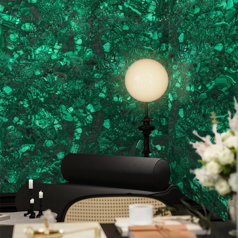 Luxury Malachite Green Marble Slab for Kitchen Countertop Wall Panel Decor Staircase Luxury Furniture Backlit Background Wall Table Top