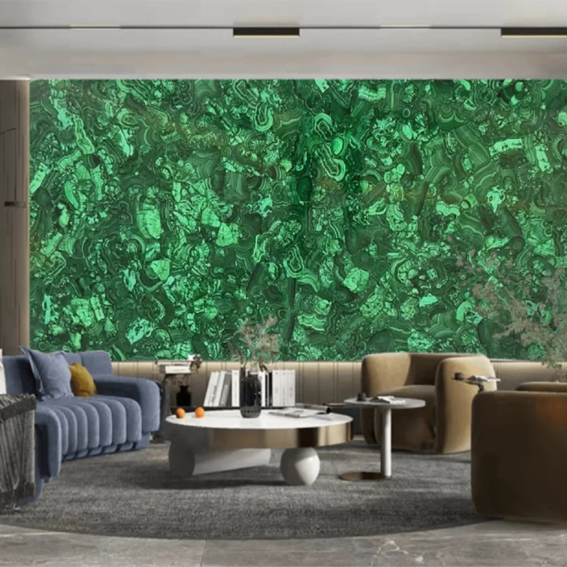 Luxury Malachite Green Marble Slab for Kitchen Countertop Wall Panel Decor Staircase Luxury Furniture Backlit Background Wall Table Top