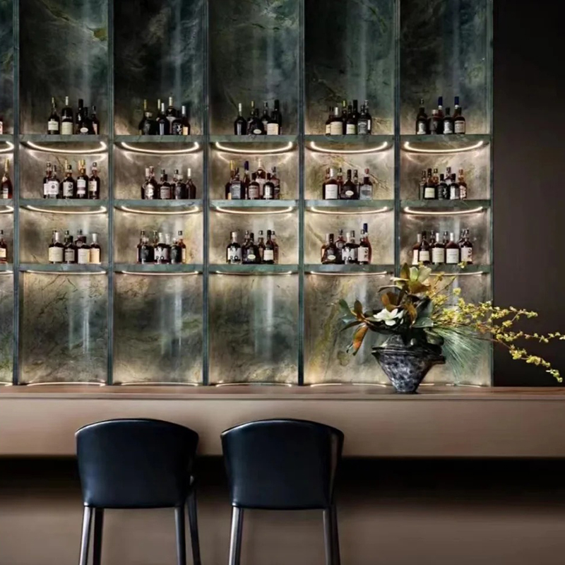 Natural Stone Luxury Customiz Size Dark Green Marble Slab for Villa Apartment Mansions Decoration Project