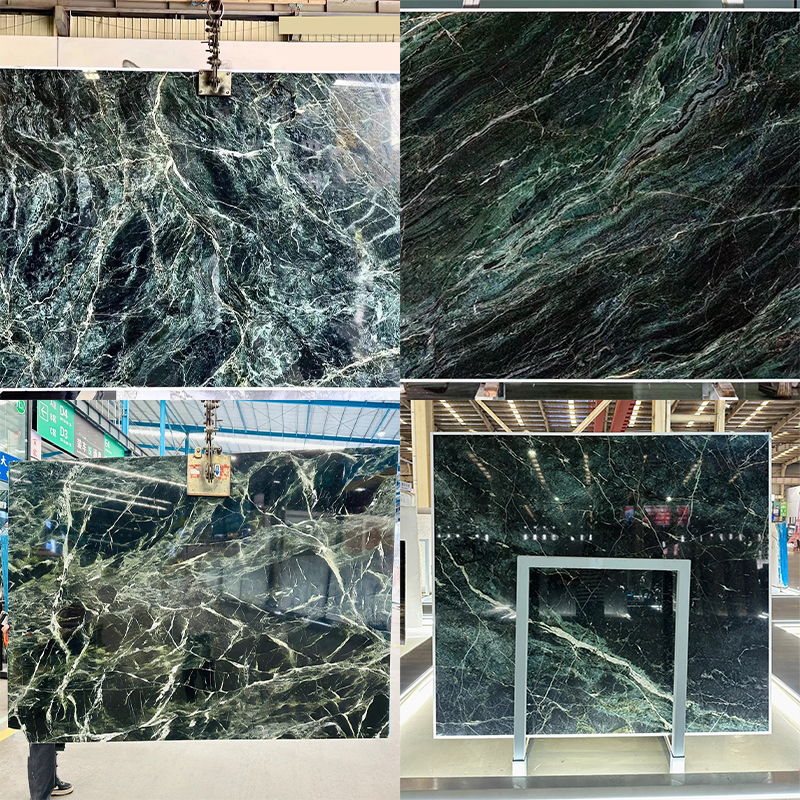Natural Stone Verde Green Marble Slab for Kitchen Countertop Wall Panel Decor Staircase Luxury Furniture Mansions Decoration Project