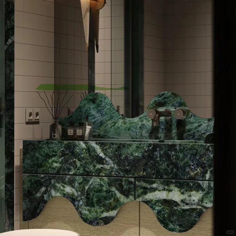 Natural Stone Verde Green Marble Slab for Kitchen Countertop Wall Panel Decor Staircase Luxury Furniture Mansions Decoration Project