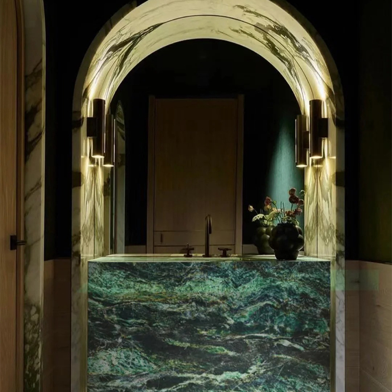 Natural Stone Verde Green Marble Slab for Kitchen Countertop Wall Panel Decor Staircase Luxury Furniture Mansions Decoration Project