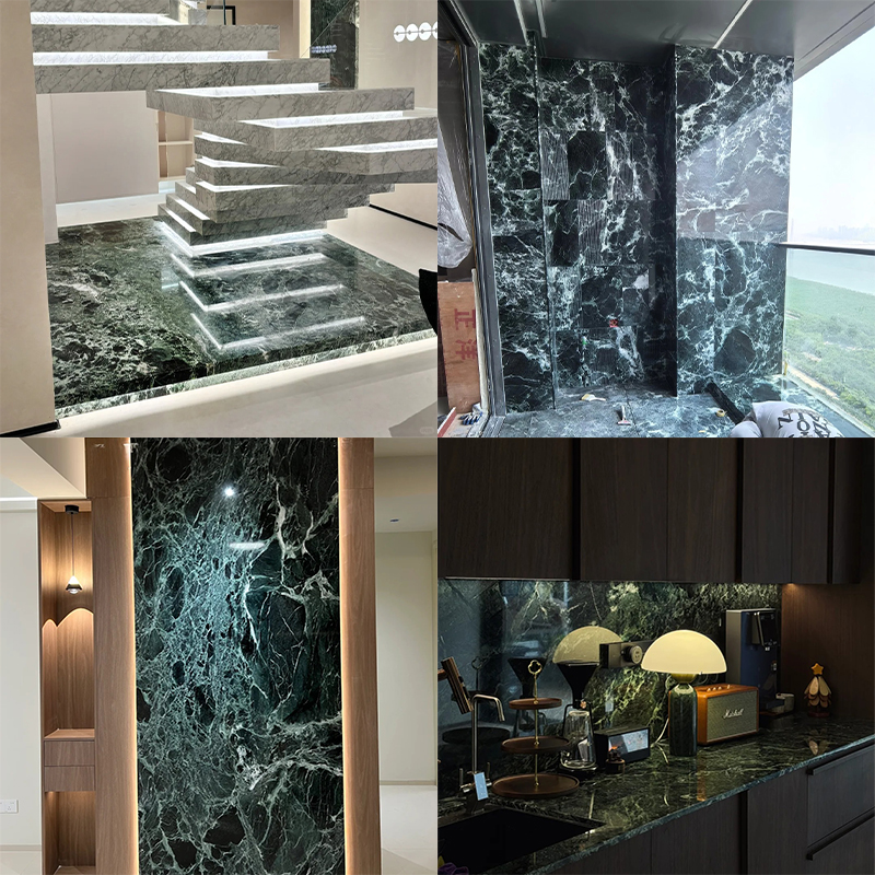 Luxury Customiz Size Parada Verde Alpi Green Marble Slab for Kitchen Countertop Wall Panel Decor Staircase Luxury Furniture