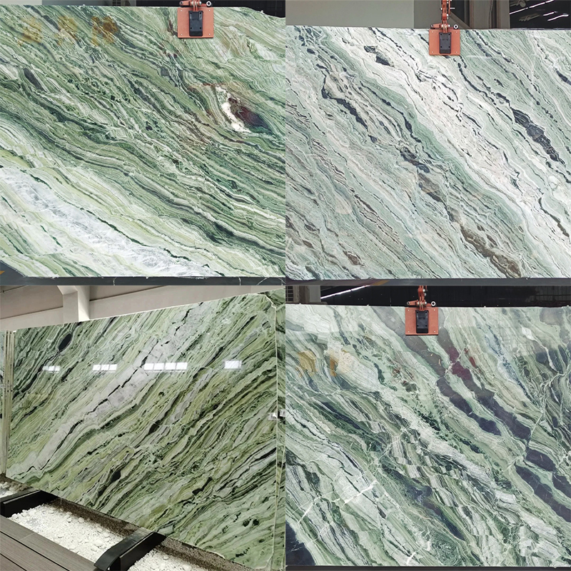 100% Natural Stone Luxury Customiz Size Cloud Jade Green Marble Slab for Kitchen Countertop Wall Panel Decor Staircase Luxury Furniture