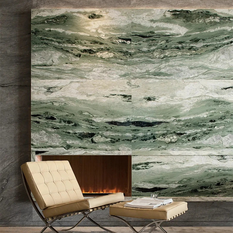 100% Natural Stone Luxury Customiz Size Cloud Jade Green Marble Slab for Kitchen Countertop Wall Panel Decor Staircase Luxury Furniture