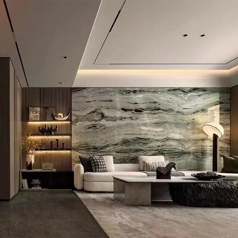 100% Natural Stone Luxury Customiz Size Cloud Jade Green Marble Slab for Kitchen Countertop Wall Panel Decor Staircase Luxury Furniture