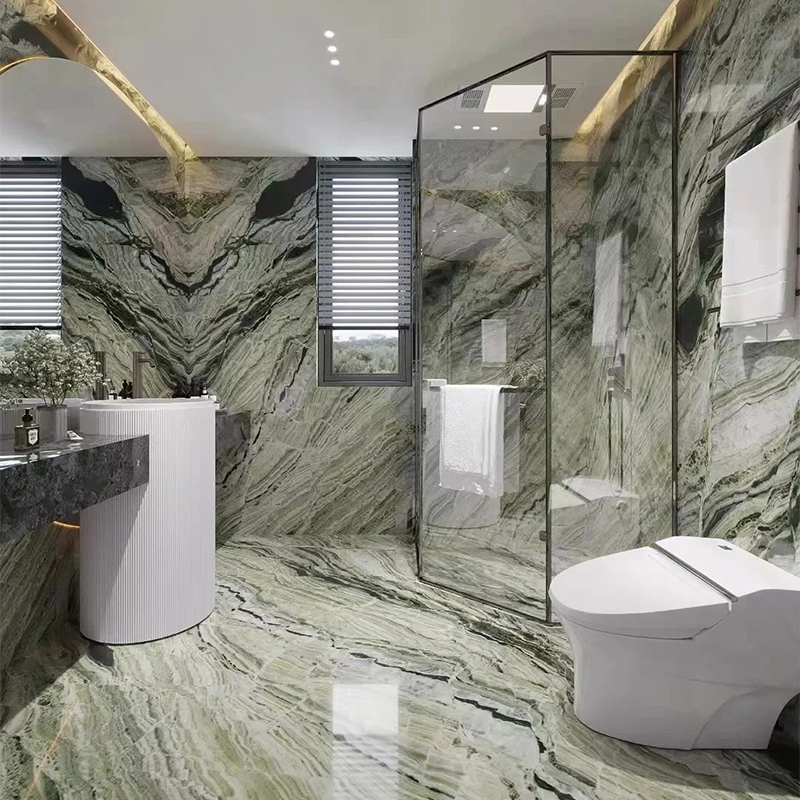 100% Natural Stone Luxury Customiz Size Cloud Jade Green Marble Slab for Kitchen Countertop Wall Panel Decor Staircase Luxury Furniture