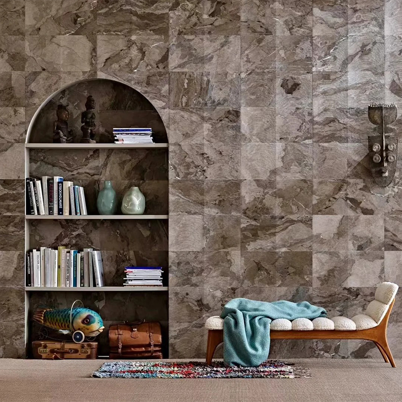 Natural Stone Brown Da Vinci Camouflage Brown Marble Interior Wall Floor Decor Tiles Slabs Brown With Gold Veins Marble Slab