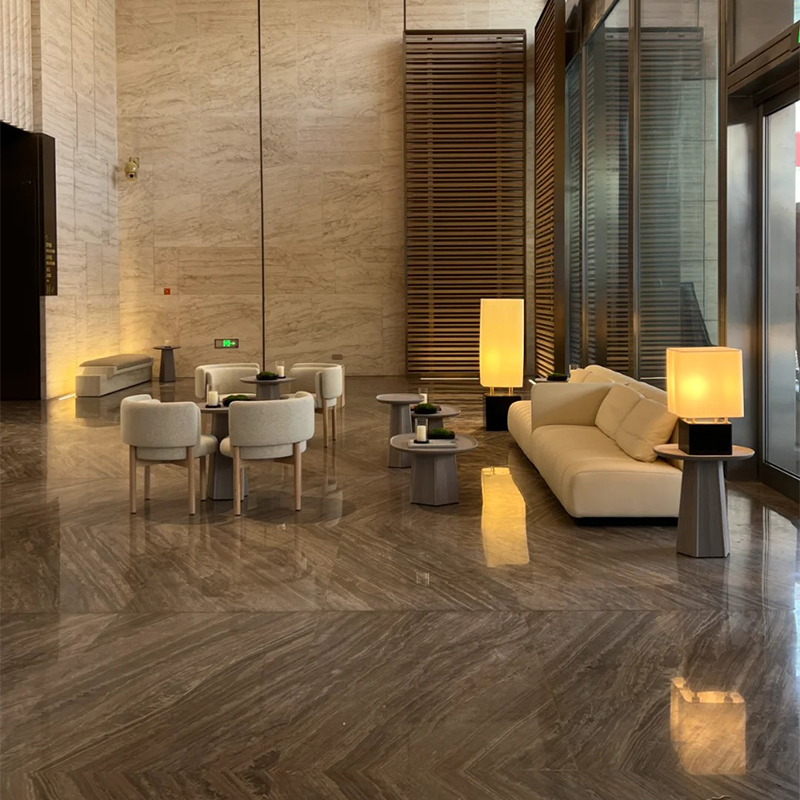Luxury Customize Size Wood Vein Eramosa Brown Marble Slab Natural Stone for Countertop Wall Cladding Villa Staircase