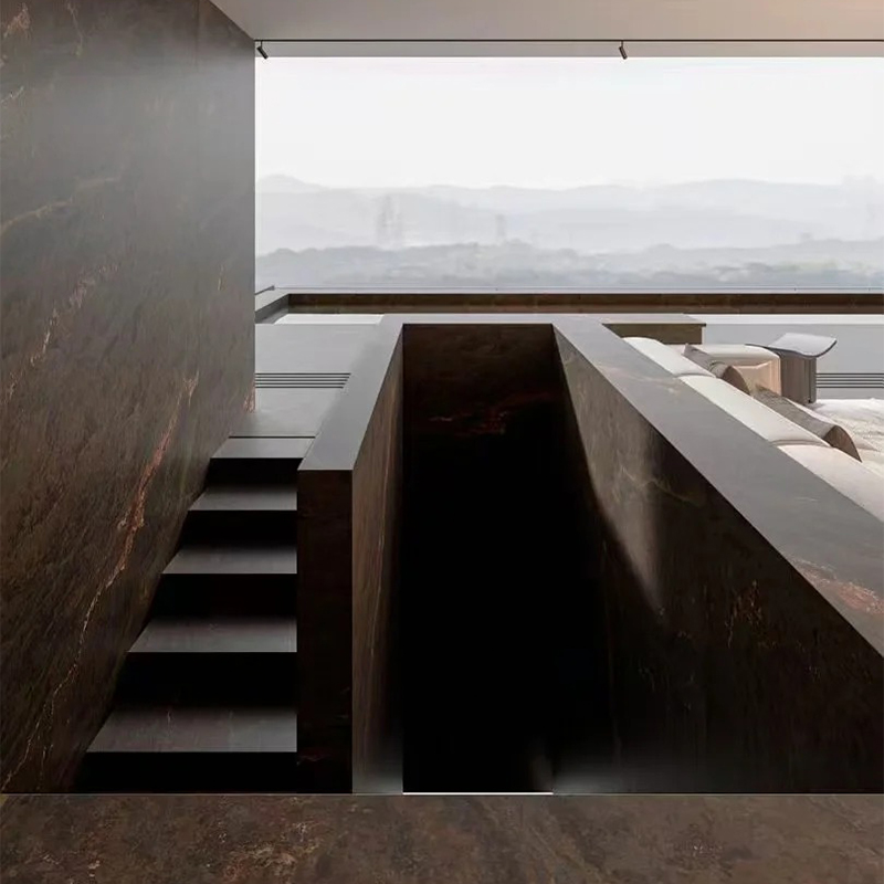 Natural Stone Brown Marble Slab with Gold Veins for Kitchen Countertop Wall Panel Kitchen Countertop Floor Tiles