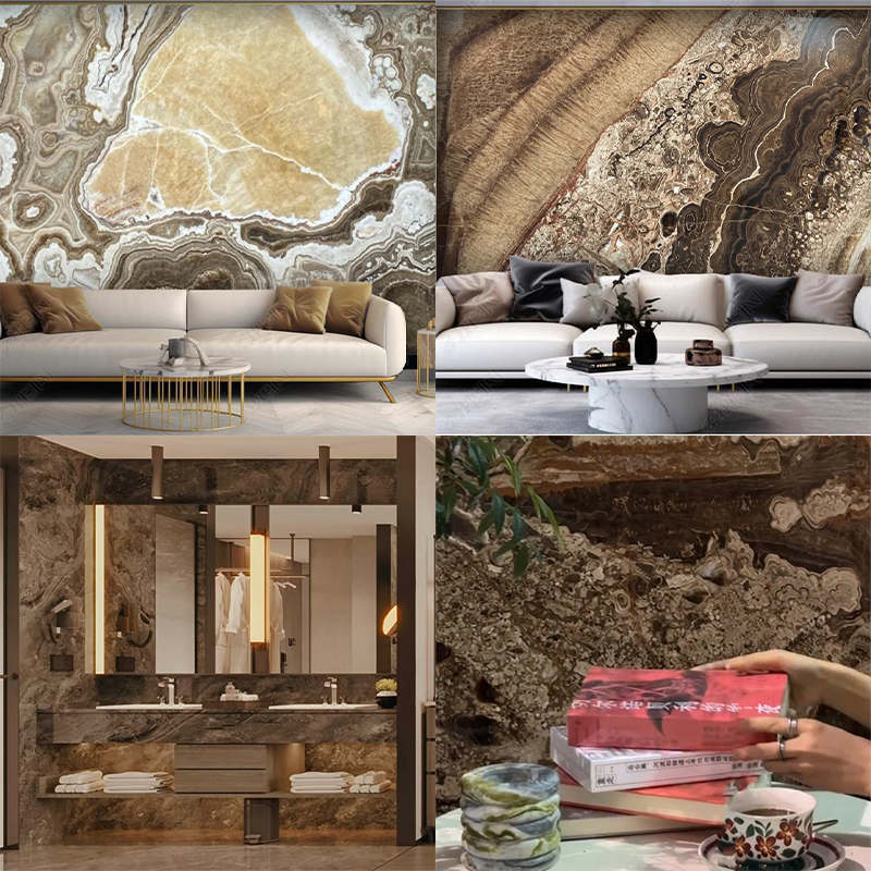 Polished Glazed Natural Stone Brwon Marble Slab for Kitchen Countertop Floor Tiles Wall Panel Livingroom Background