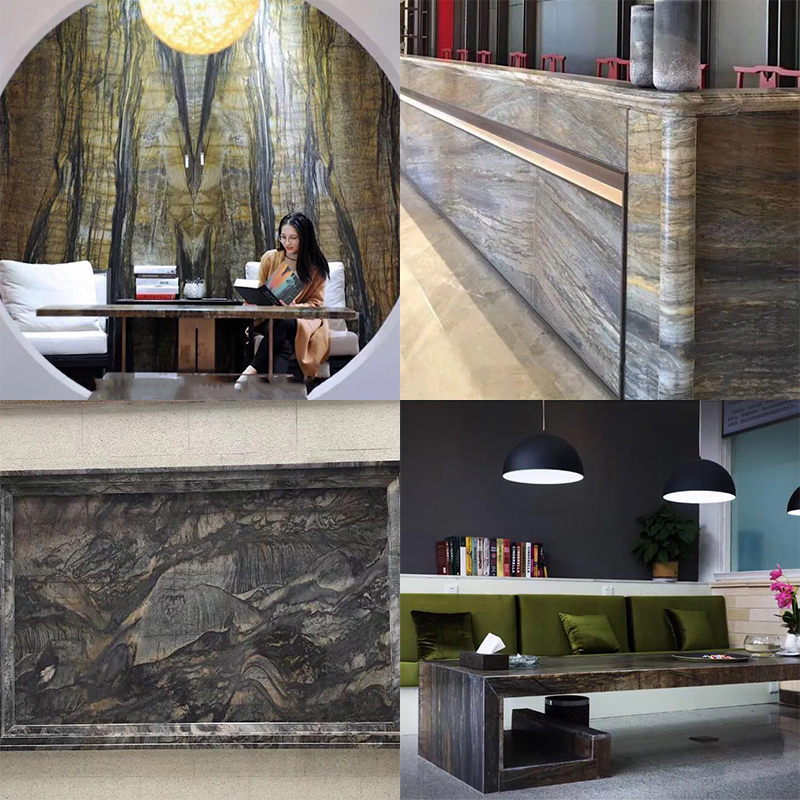 Luxury Shangri-La Natural Brown Marble Stone Slab for Villa Hotel Interior Decoration Projects Kitchen Countertop Table Top