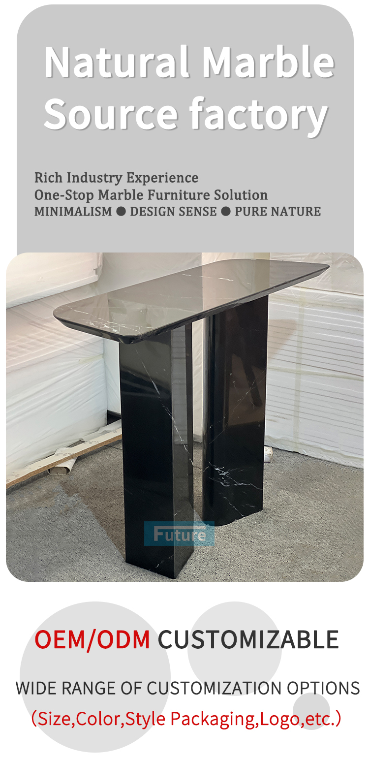 Nero Black Marqulina Marble Console Table