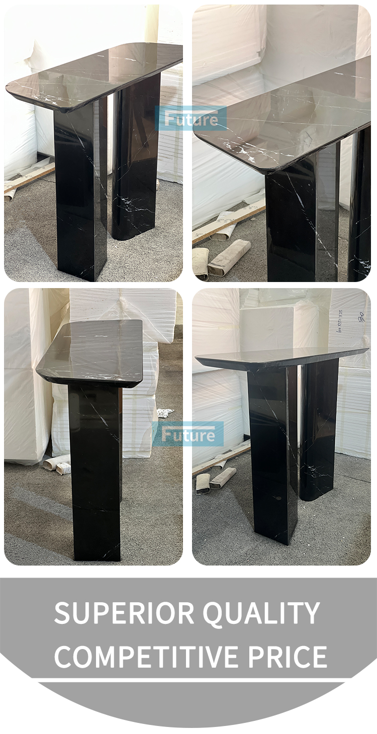 Nero Black Marqulina Marble Console Table