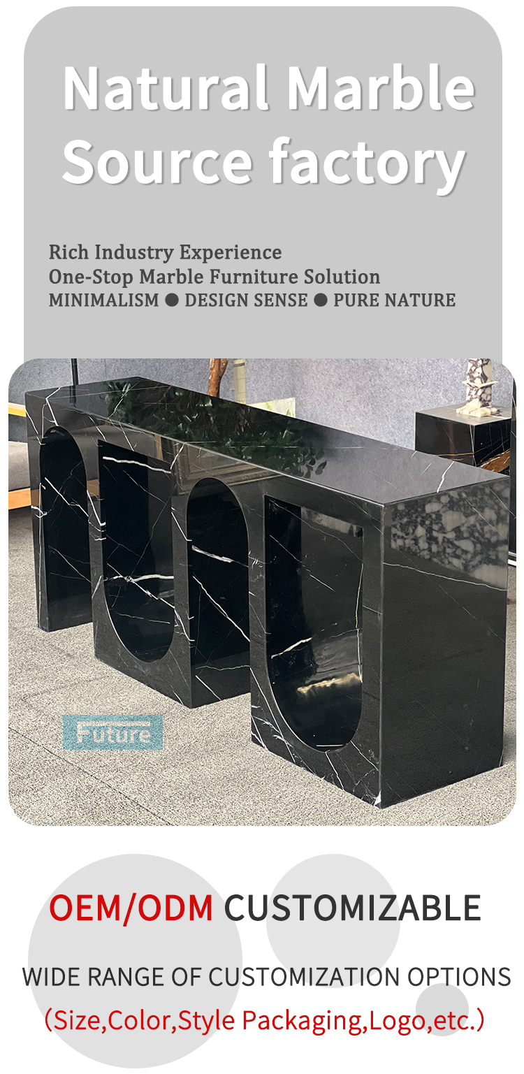 Nero Black Marqulina Marble Console Table