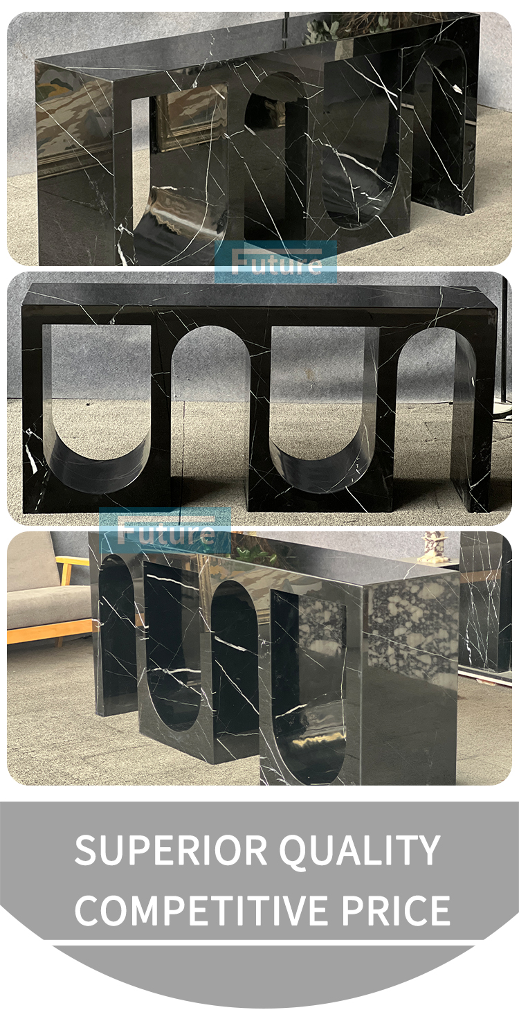 Nero Black Marqulina Marble Console Table