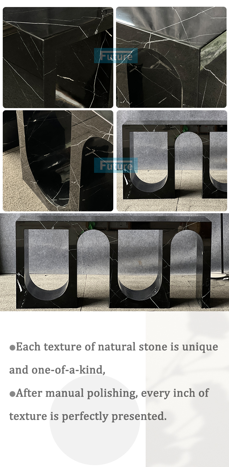 Nero Black Marqulina Marble Console Table