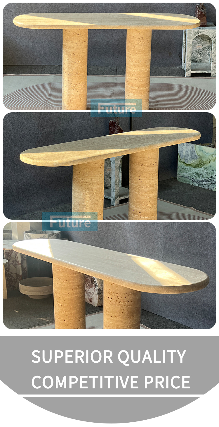 Beige Travertine Console Table