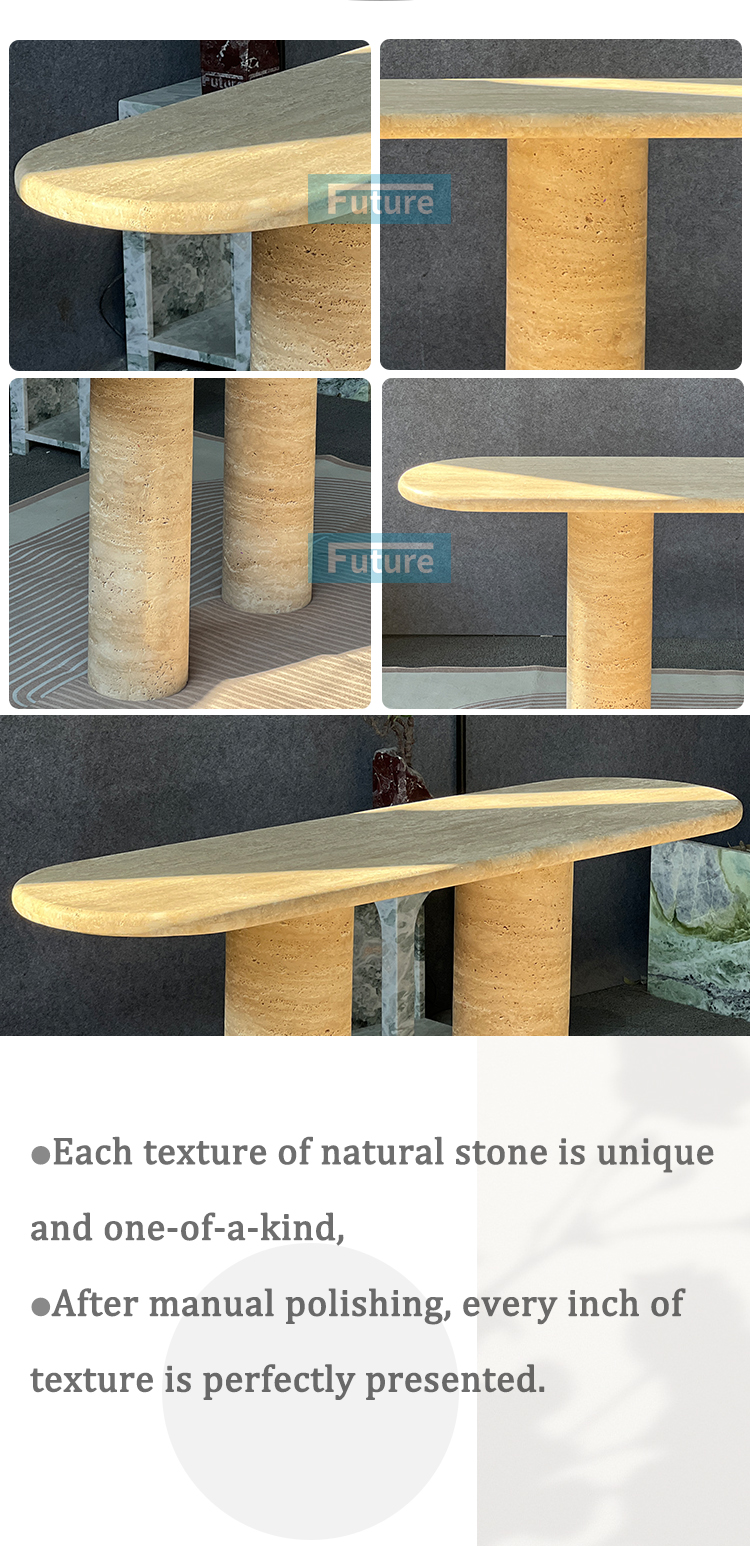 Beige Travertine Console Table