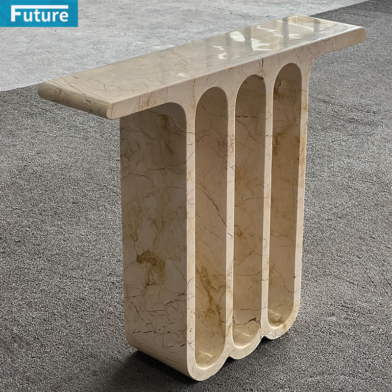 Modern Shape Design Large Size Natural Sofitel Gold Marble Console Table for Entry Hall Hotel Decor Home Entrance Villa Decoration Porjects