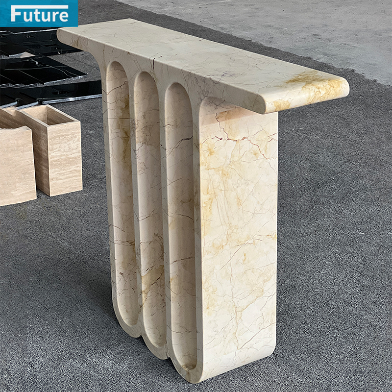 Modern Shape Design Large Size Natural Sofitel Gold Marble Console Table for Entry Hall Hotel Decor Home Entrance Villa Decoration Porjects