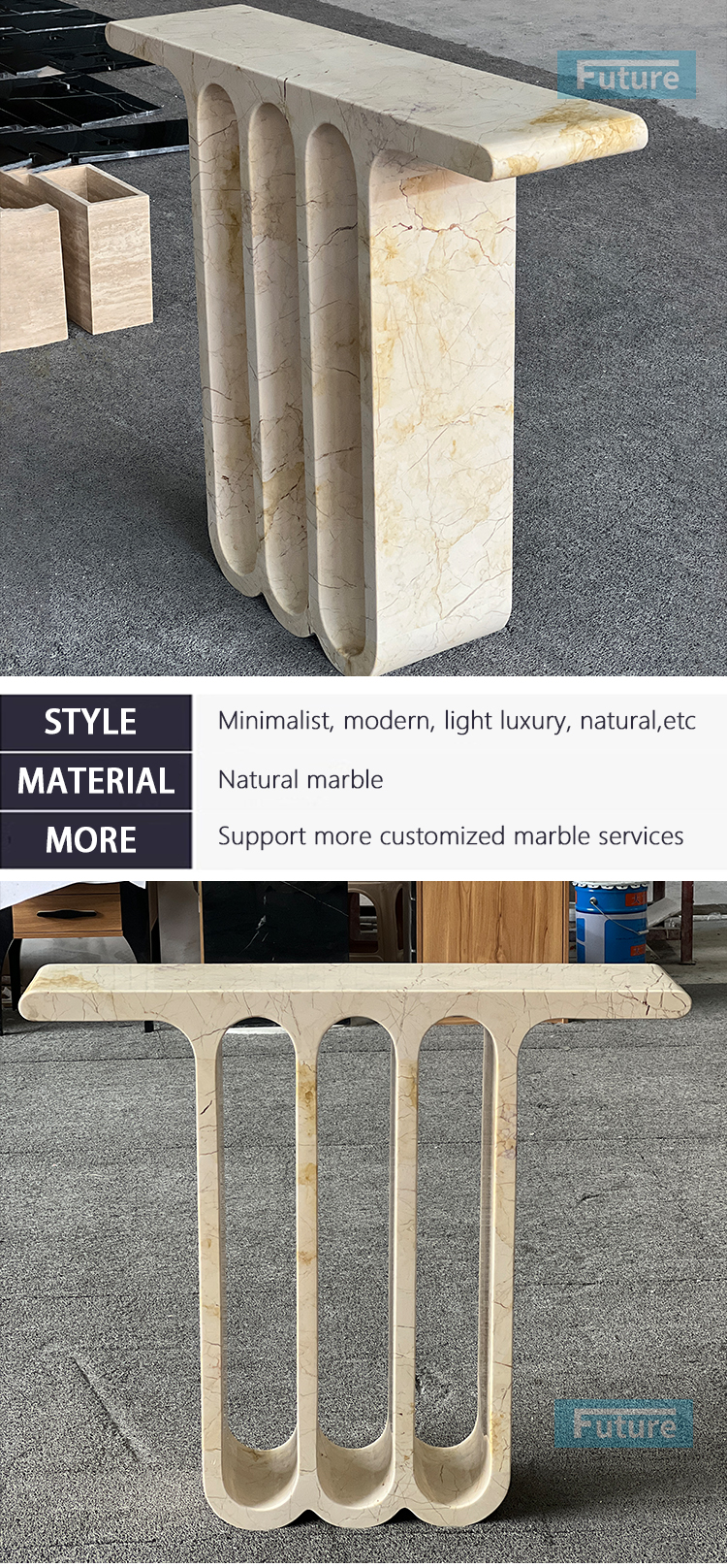 Sofitel Gold Marble Console Table
