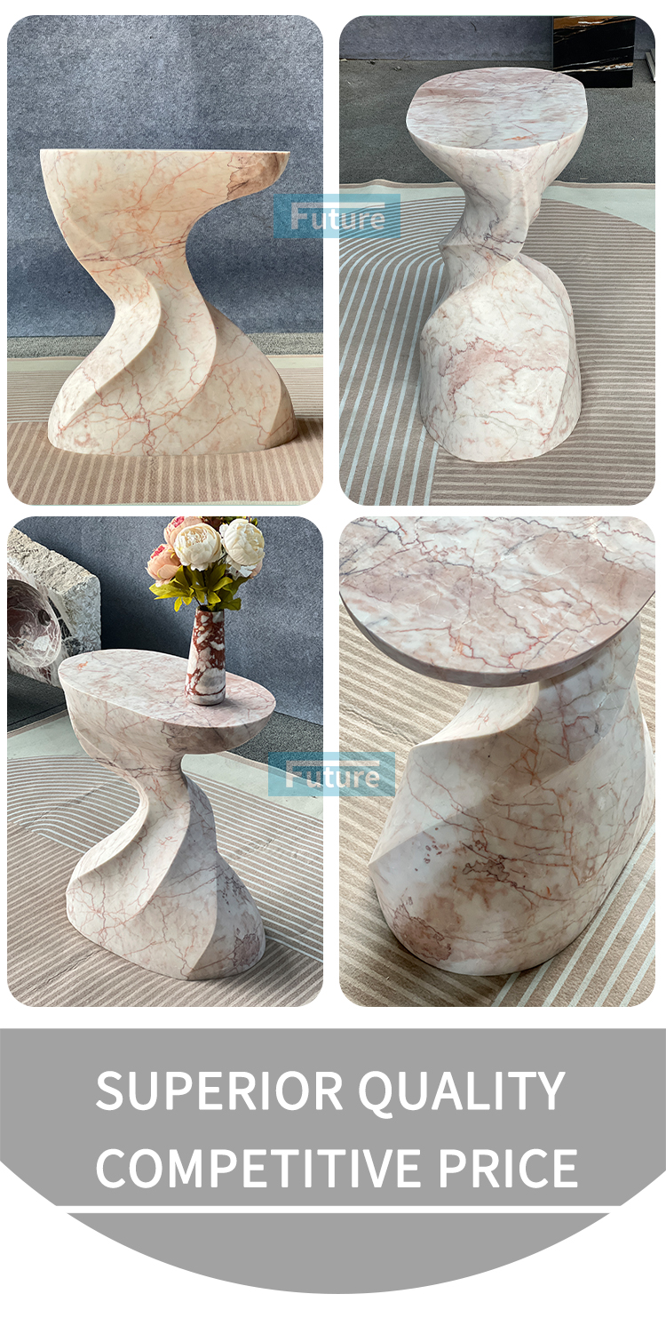 Cream Rose Marble Side Table